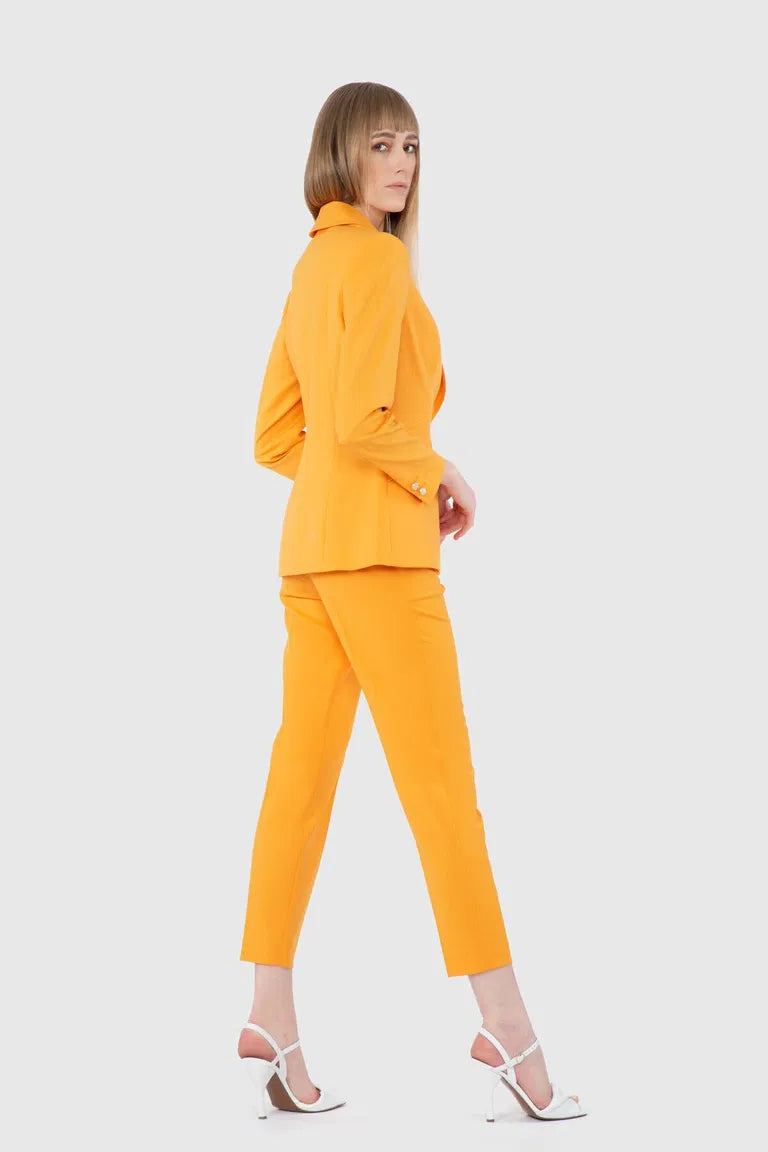 Fitted Blazer Single Button Orange Jacket