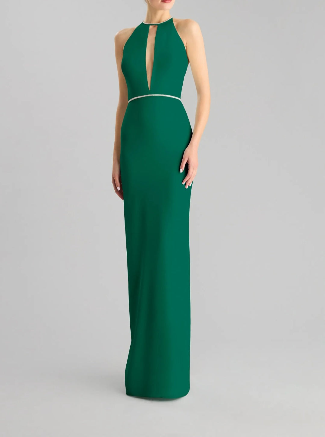 Chic Crepe Column Gown with Halter Neckline by Pronovias