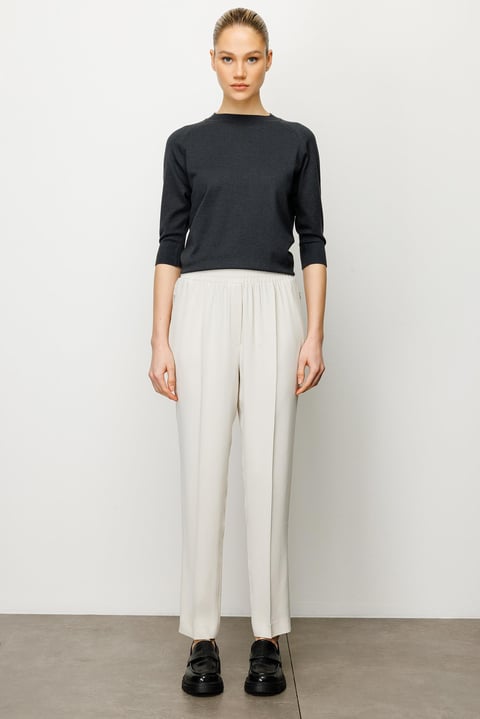 Elastane Belted Zipper Pocket Trousers