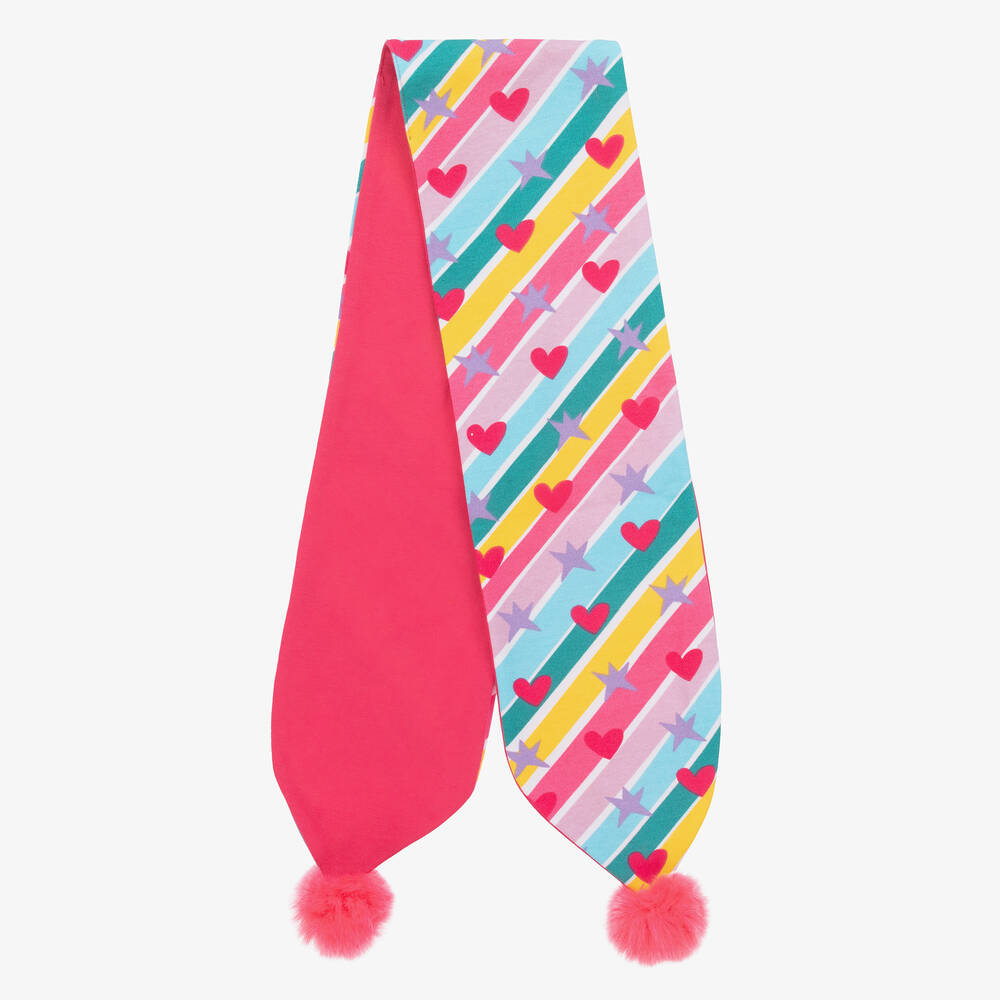 Rainbow print pink beanie and scarf set