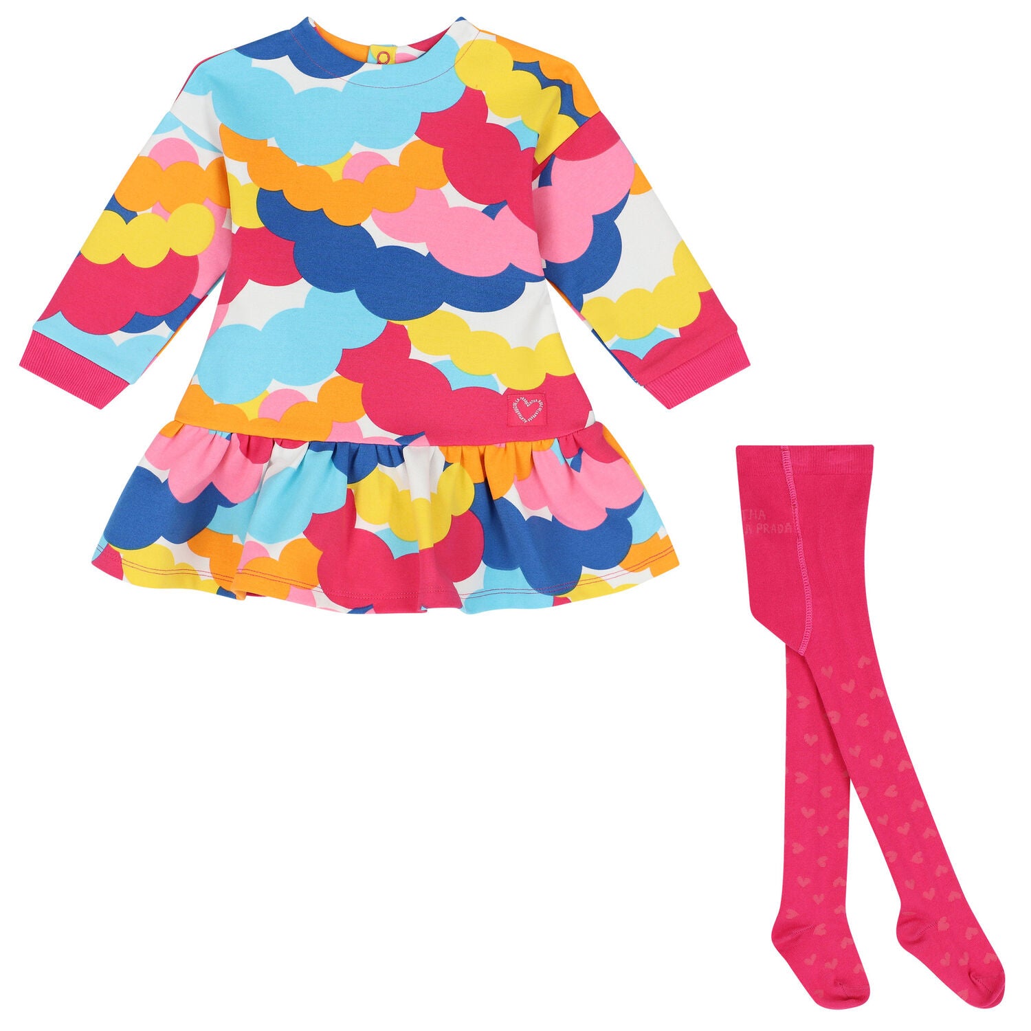Rainbow print dress and leggings set