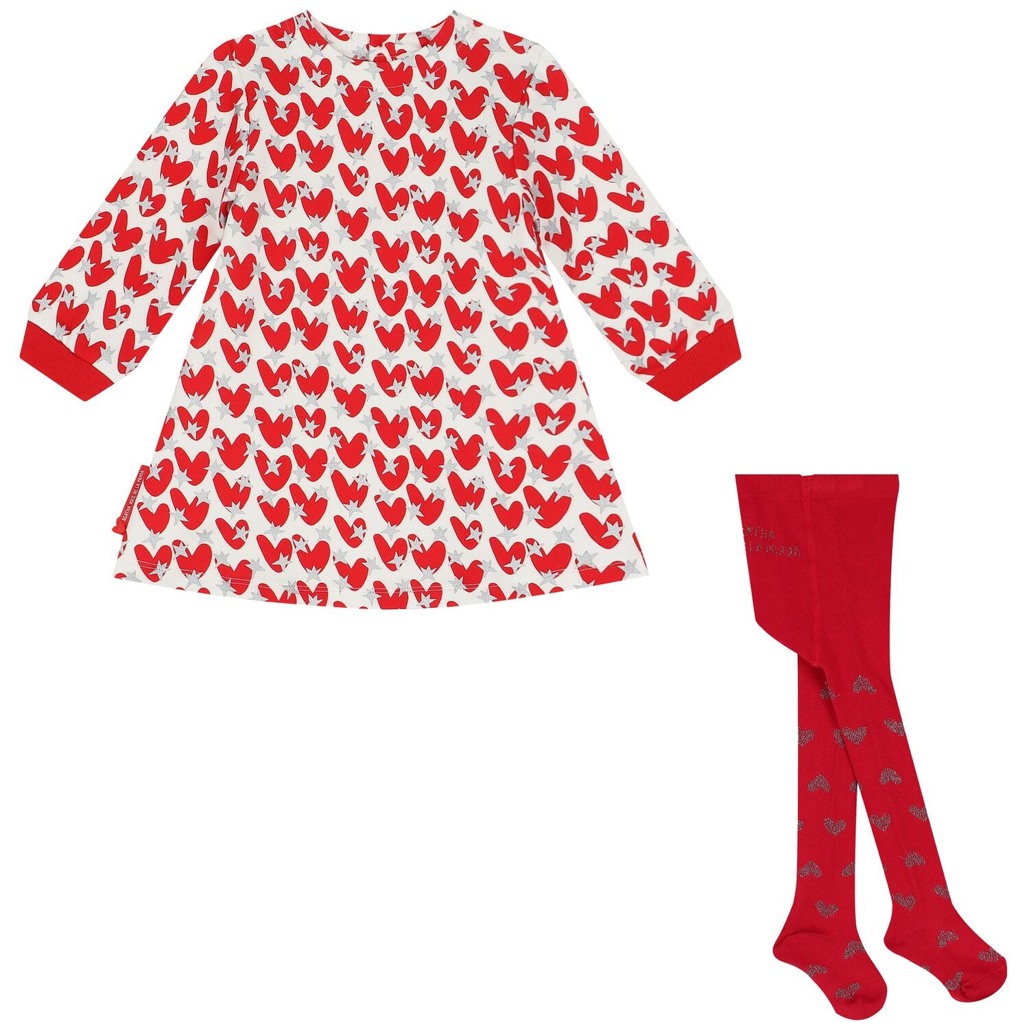 Girls Ivory & Red Hearts Dress Set