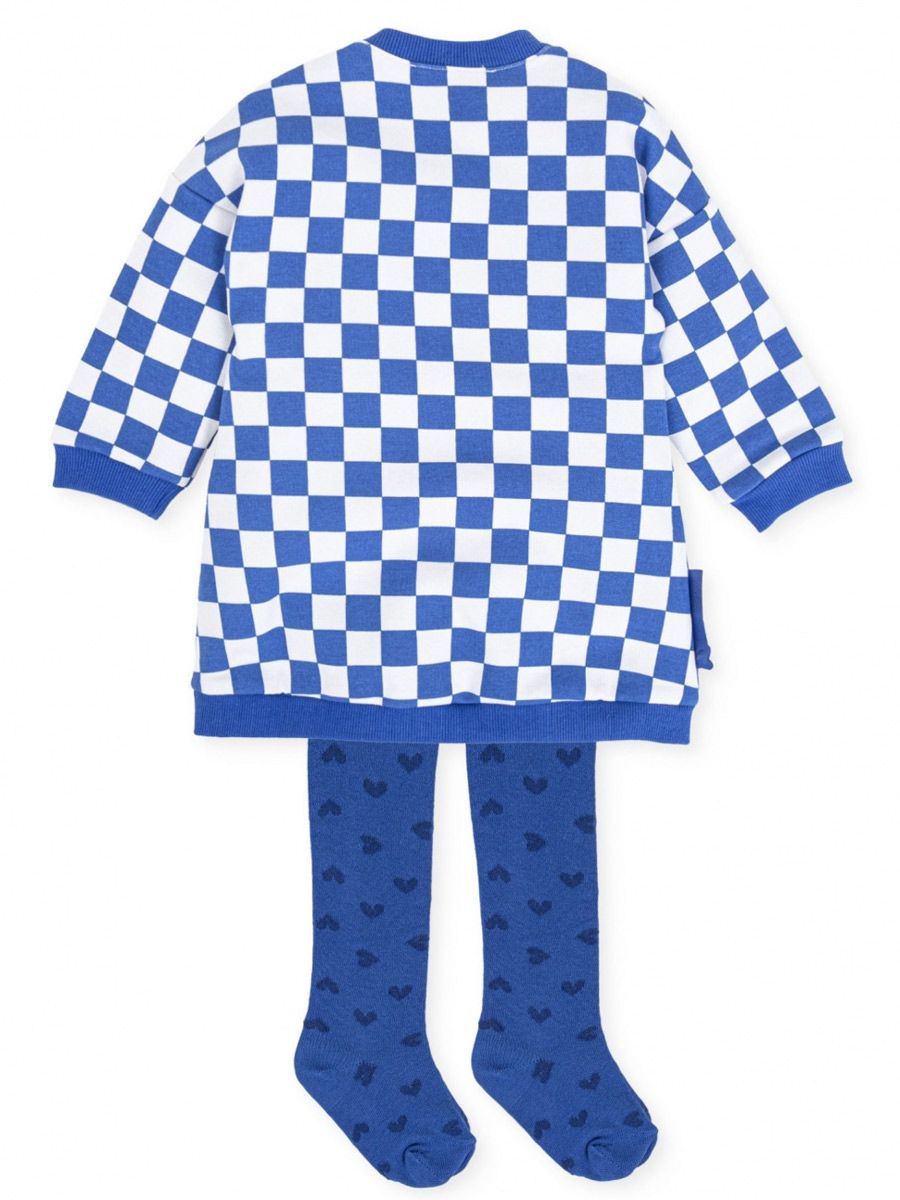 Checkerboard Print Dress Set Blue