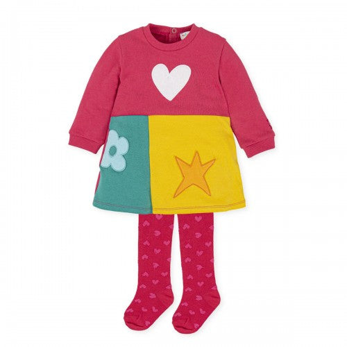 Heart,star & flower detailed dress and leggings set