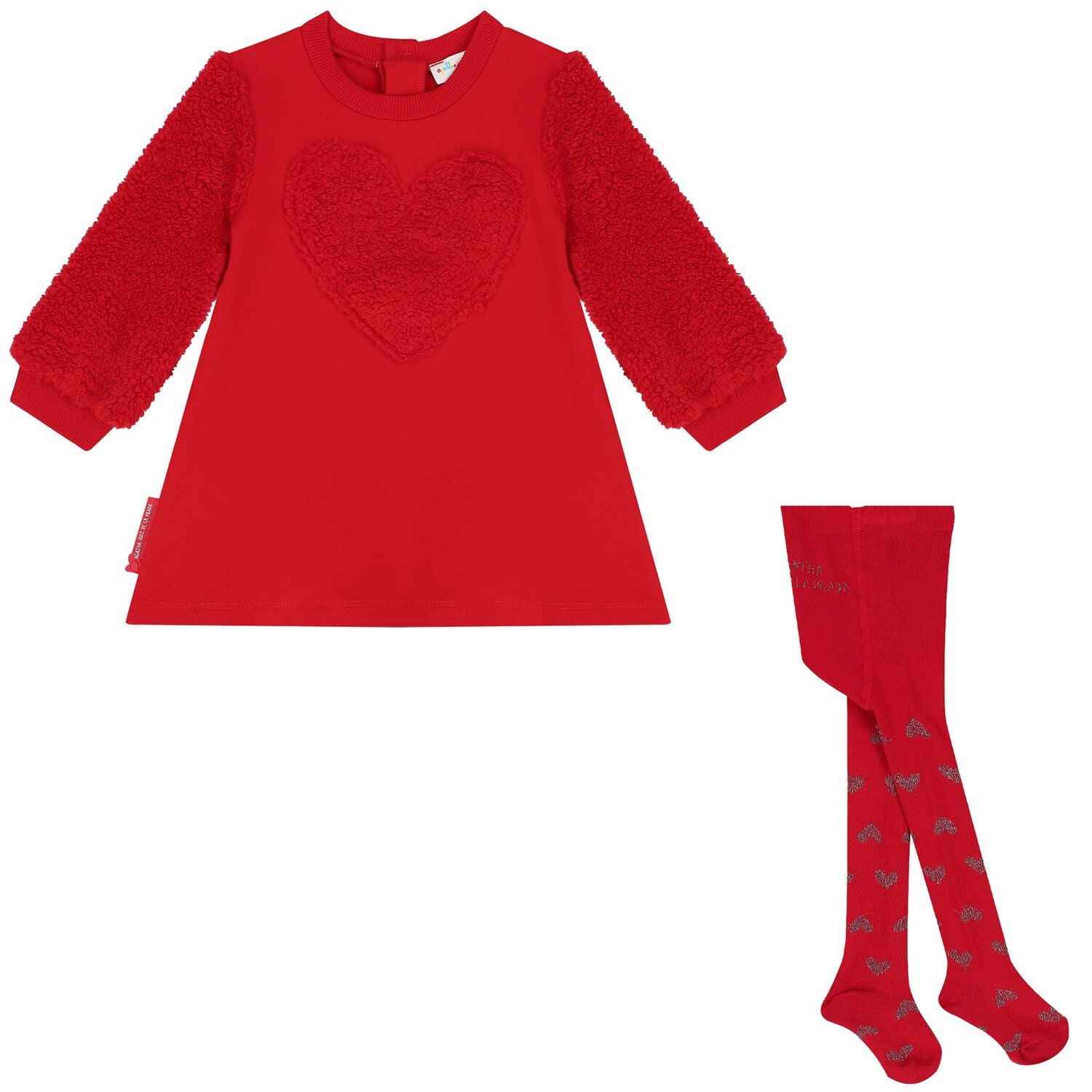 Girls Red Heart Dress Set