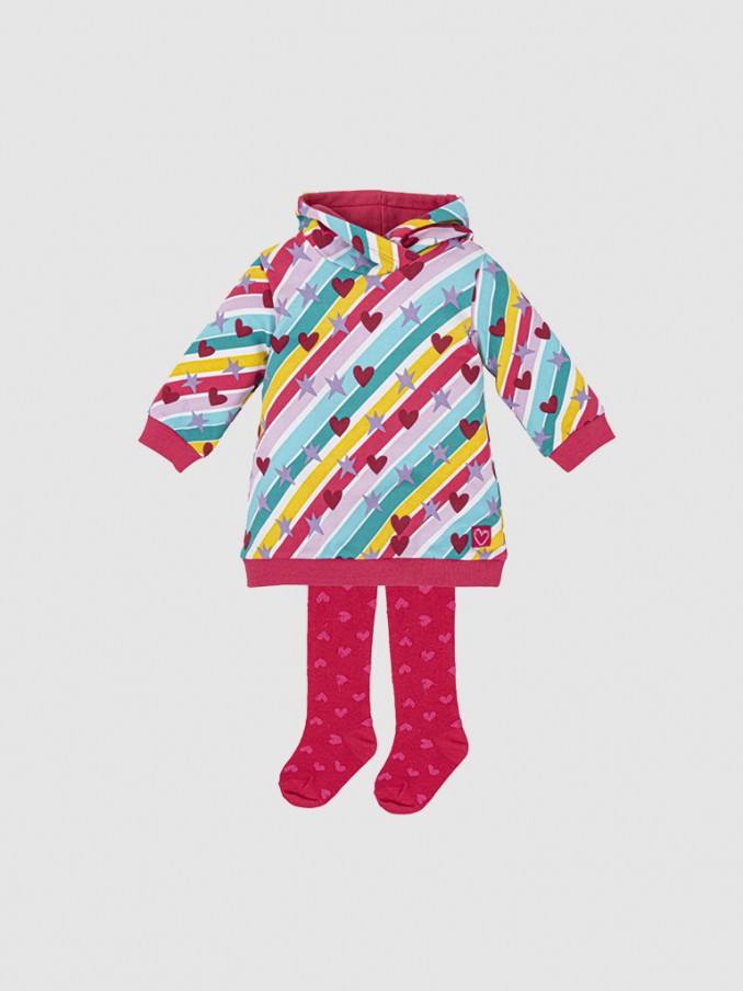 Heart,star & flower detailed coat & leggings set