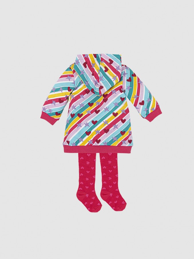 Heart,star & flower detailed coat & leggings set