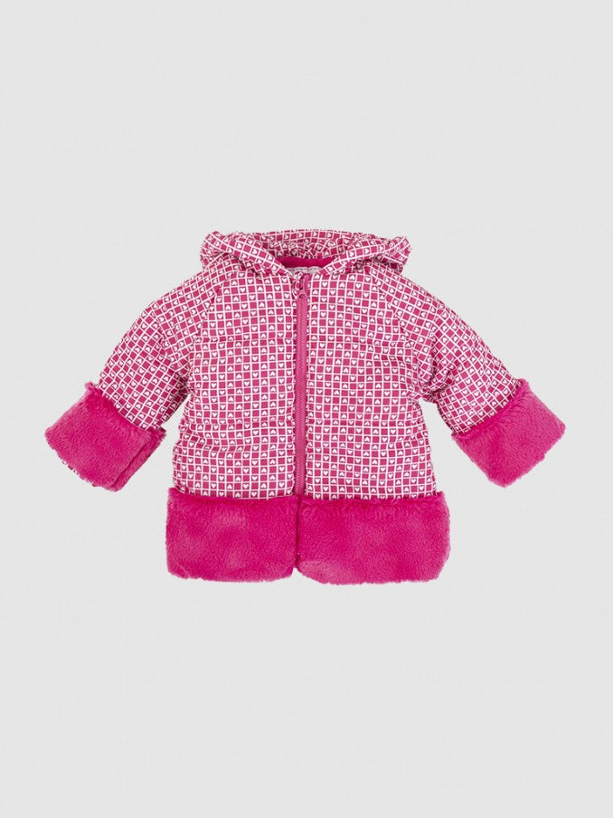 Chic coat with faux fur cuffs for girls