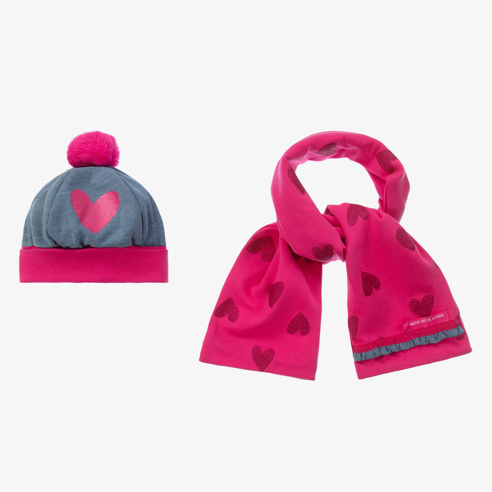Agatha hearted beanie and scarf set