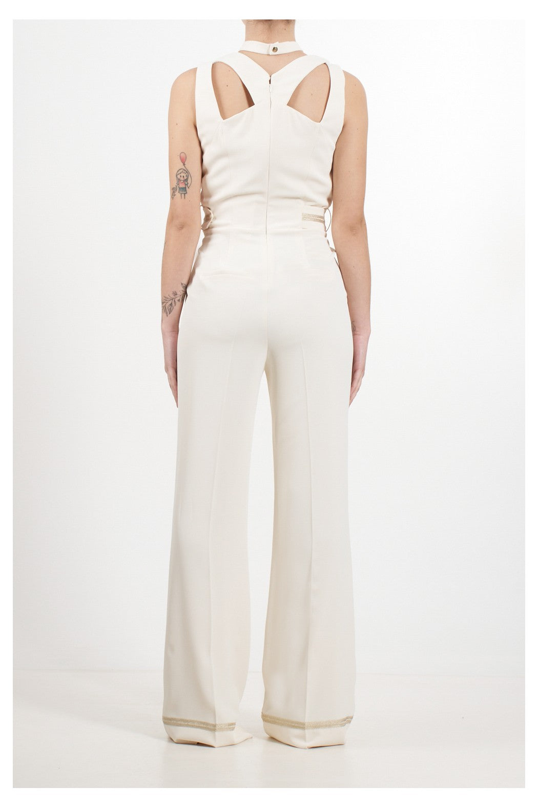 Ivory jumpsuit with matching belt