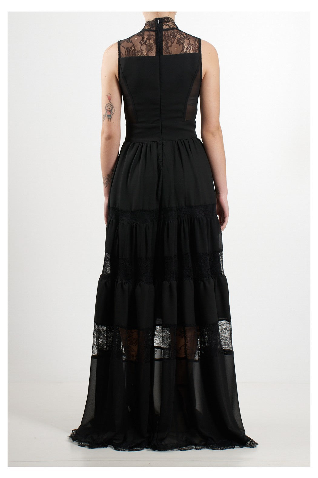 Long dress with lace insert