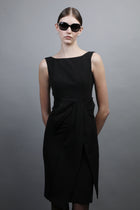 Black Dress with Elegant Waist Bow Detail