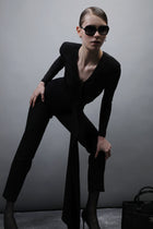 V-neck Long Sleeve Jumpsuit