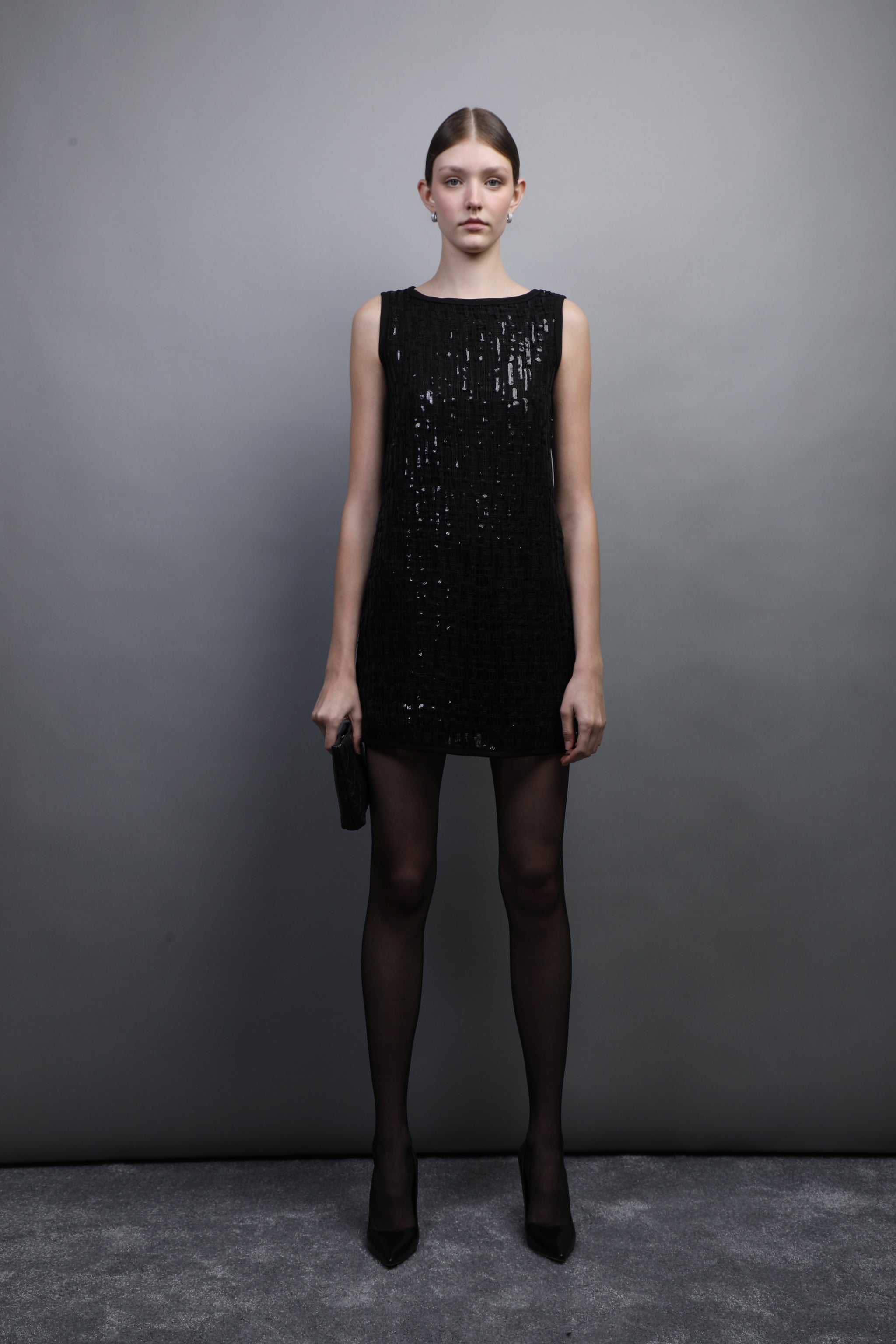 Black sequined mini dress