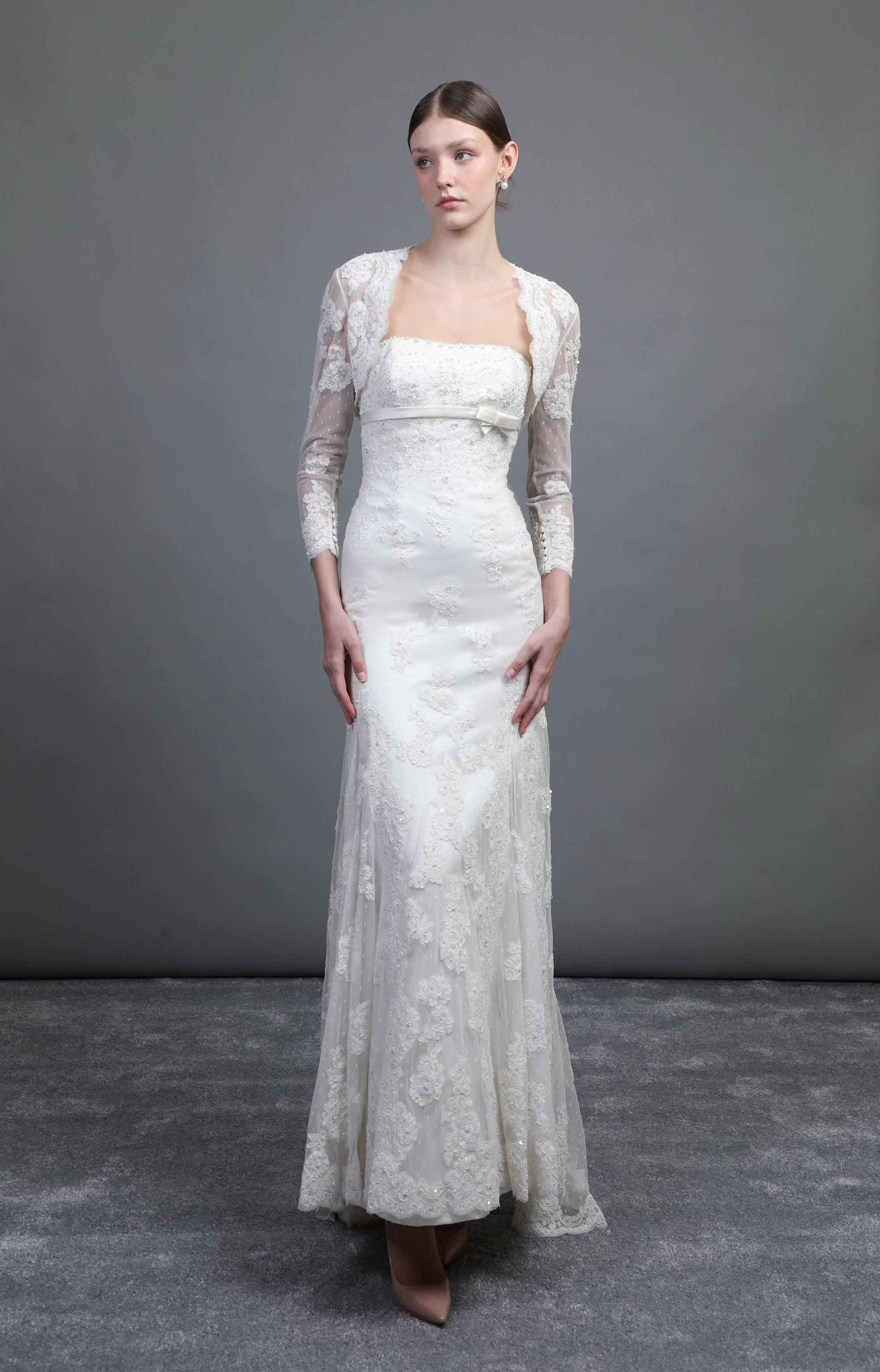 Bolero & Strapless embroidered bridal gown