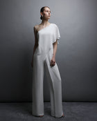 One-Shoulder Flutter Crepe Jumpsuit