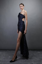 Sleeveless Sequined Evening Dress