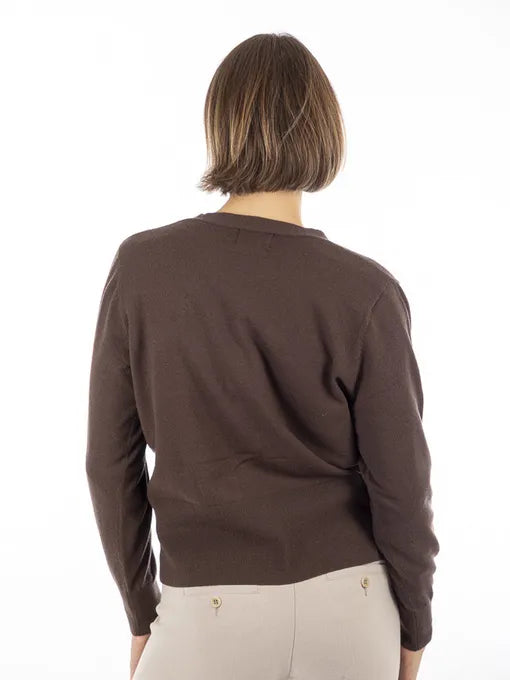 Neckline Trim V-Neck Cardigan