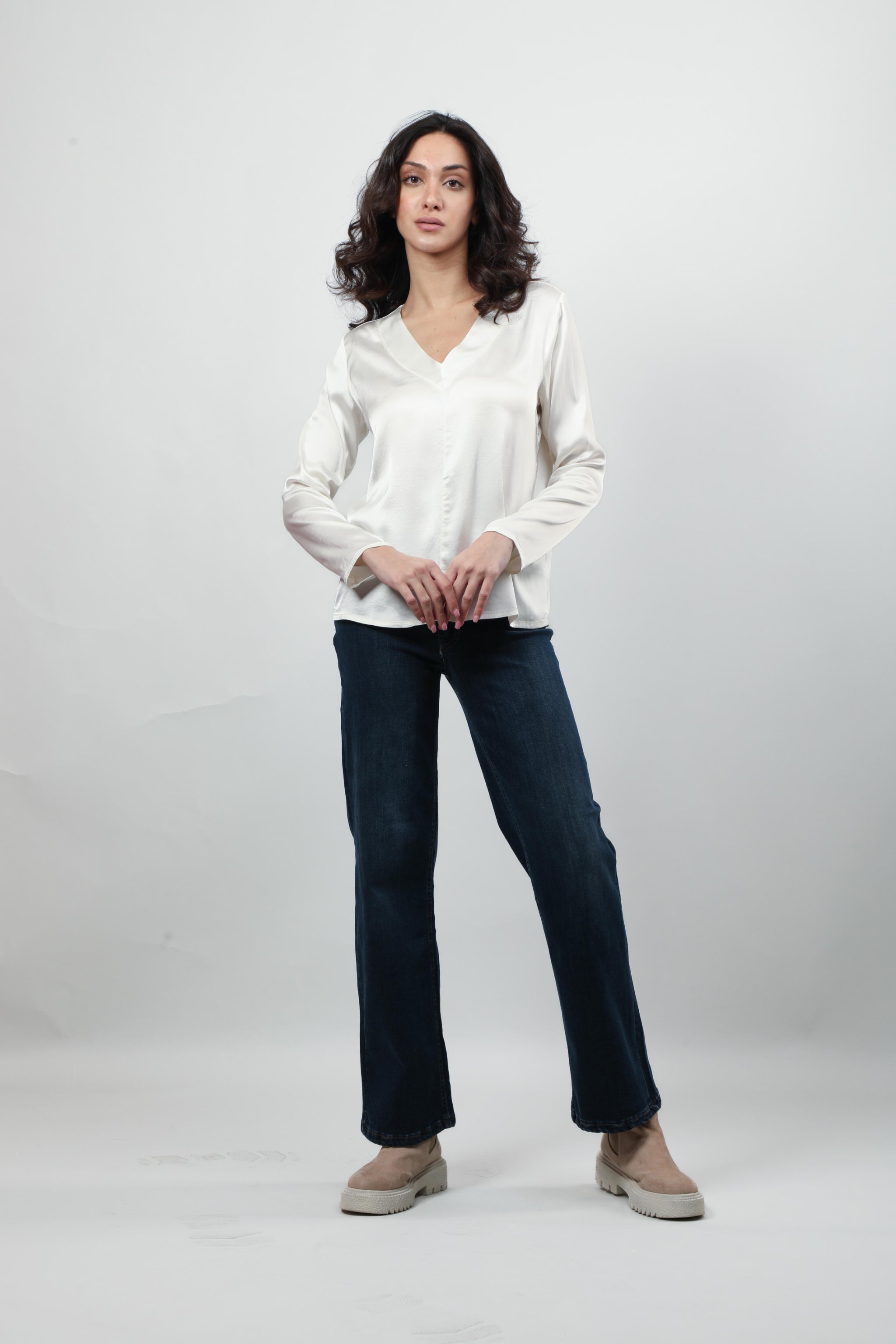 V-Neck Satin Blouse