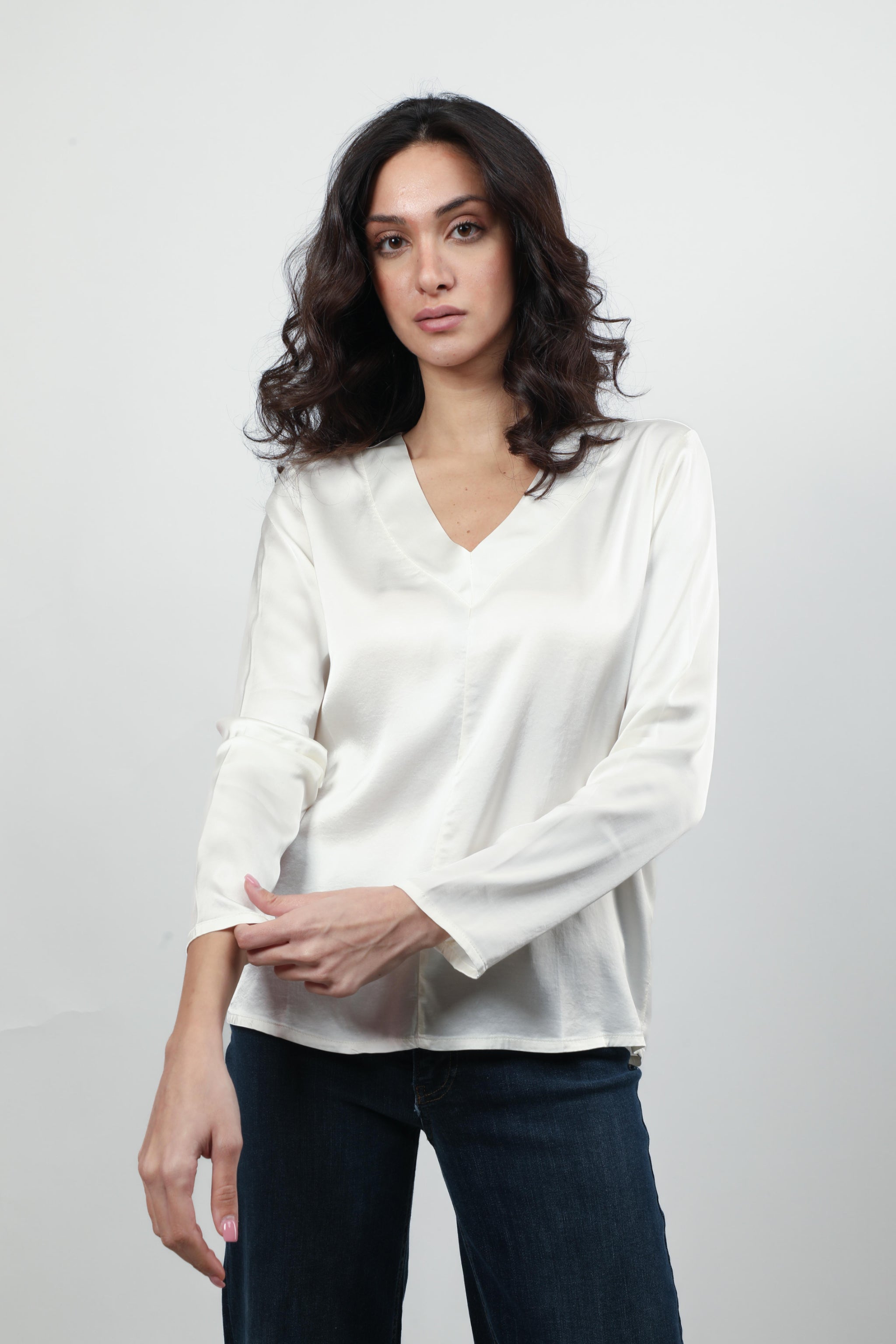 V-Neck Satin Blouse