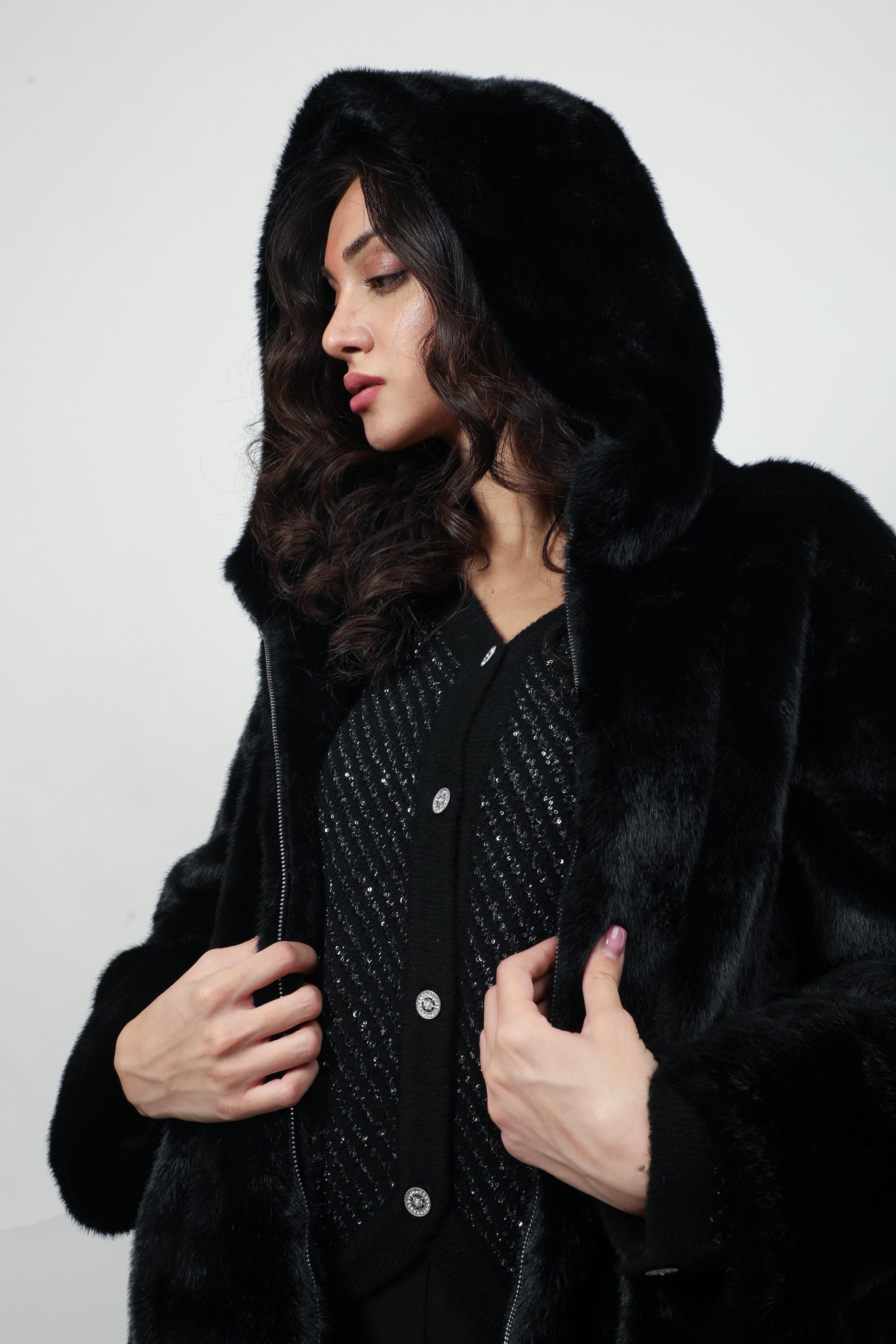Faux Fur Zip-up Coat
