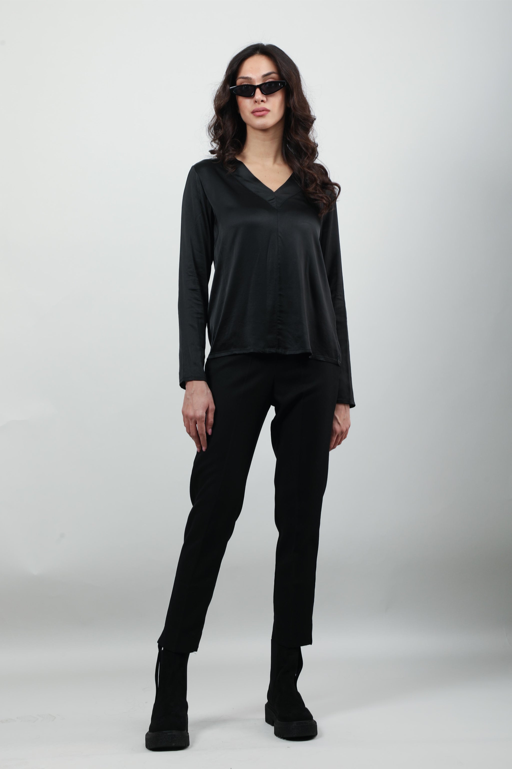 V-neck Satin Blouse