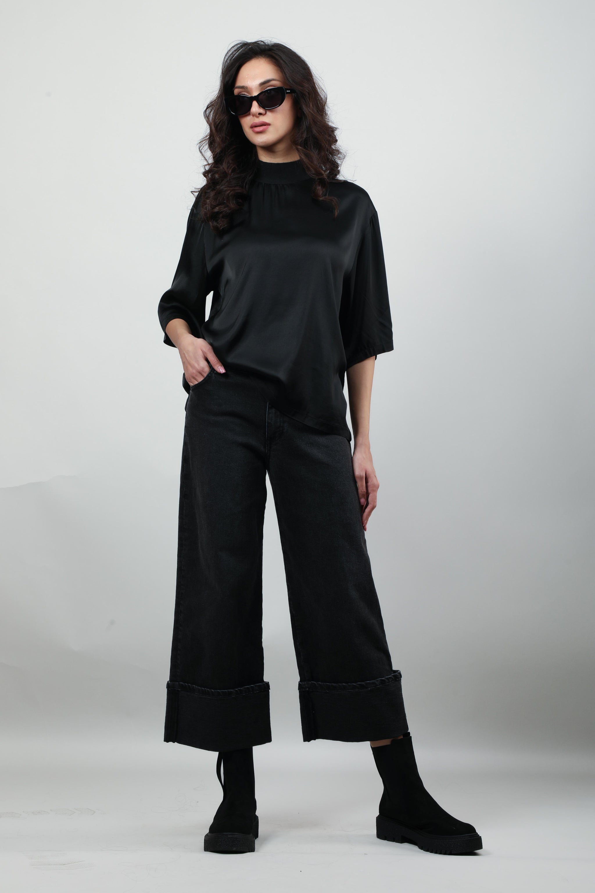 High neck Satin Blouse