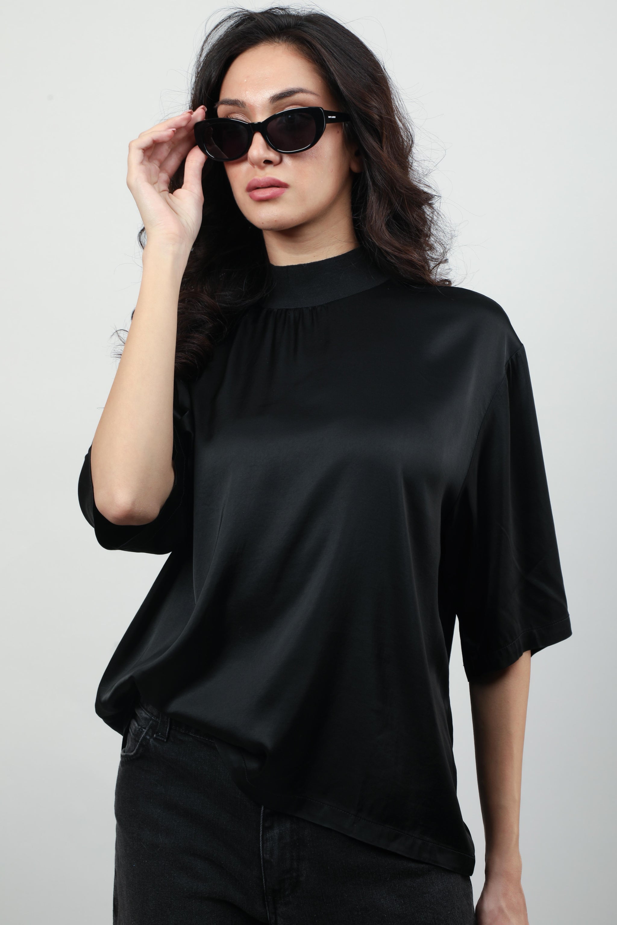 High neck Satin Blouse