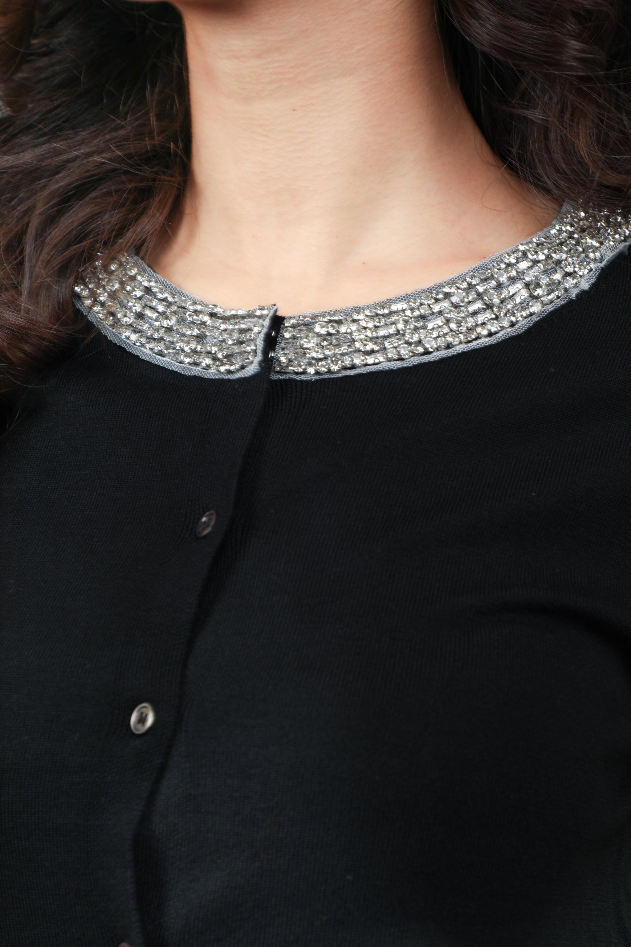 Embellished Collar Button-Front