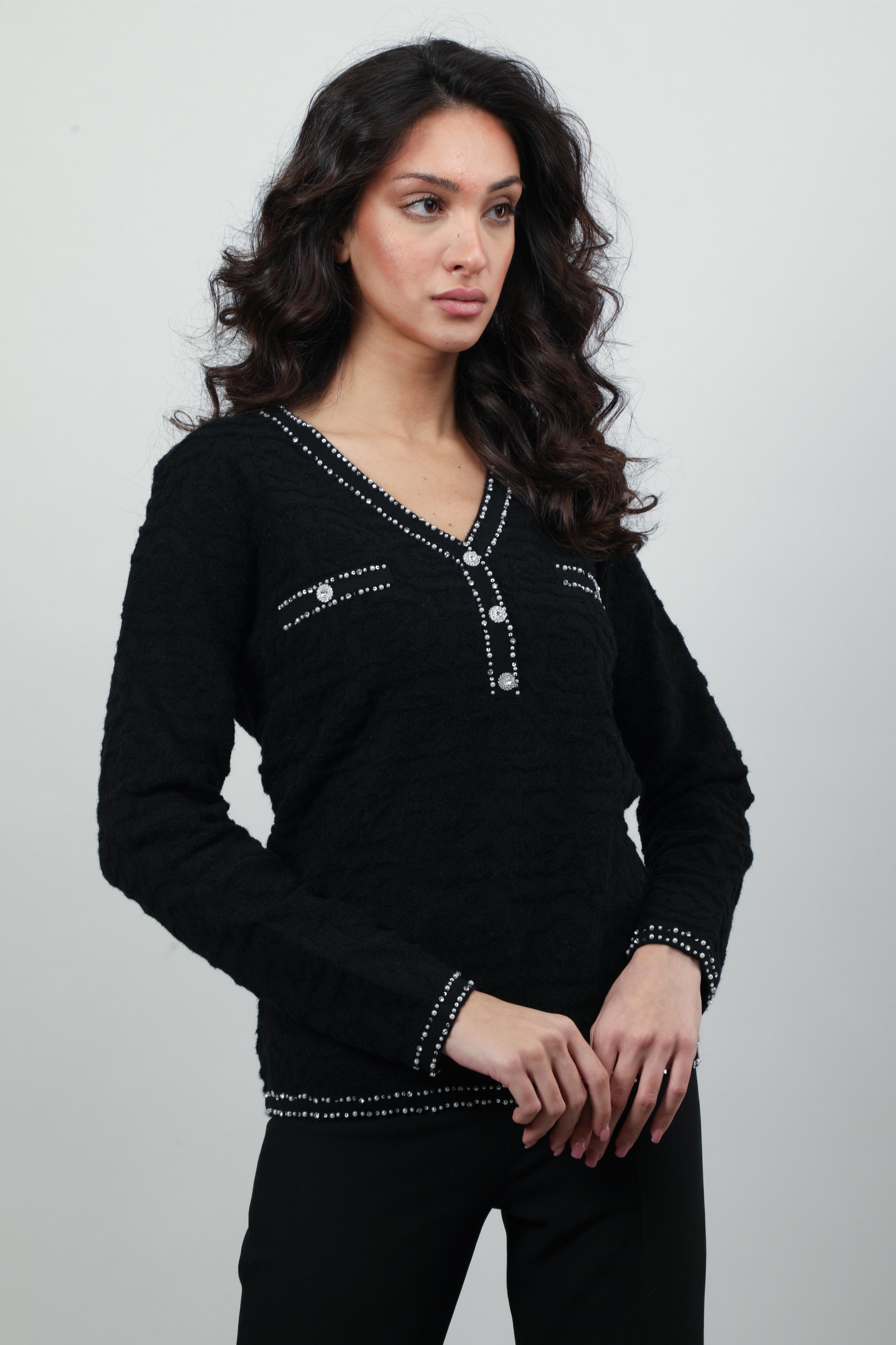 Knitwear with Tweed-Trim Embellishments