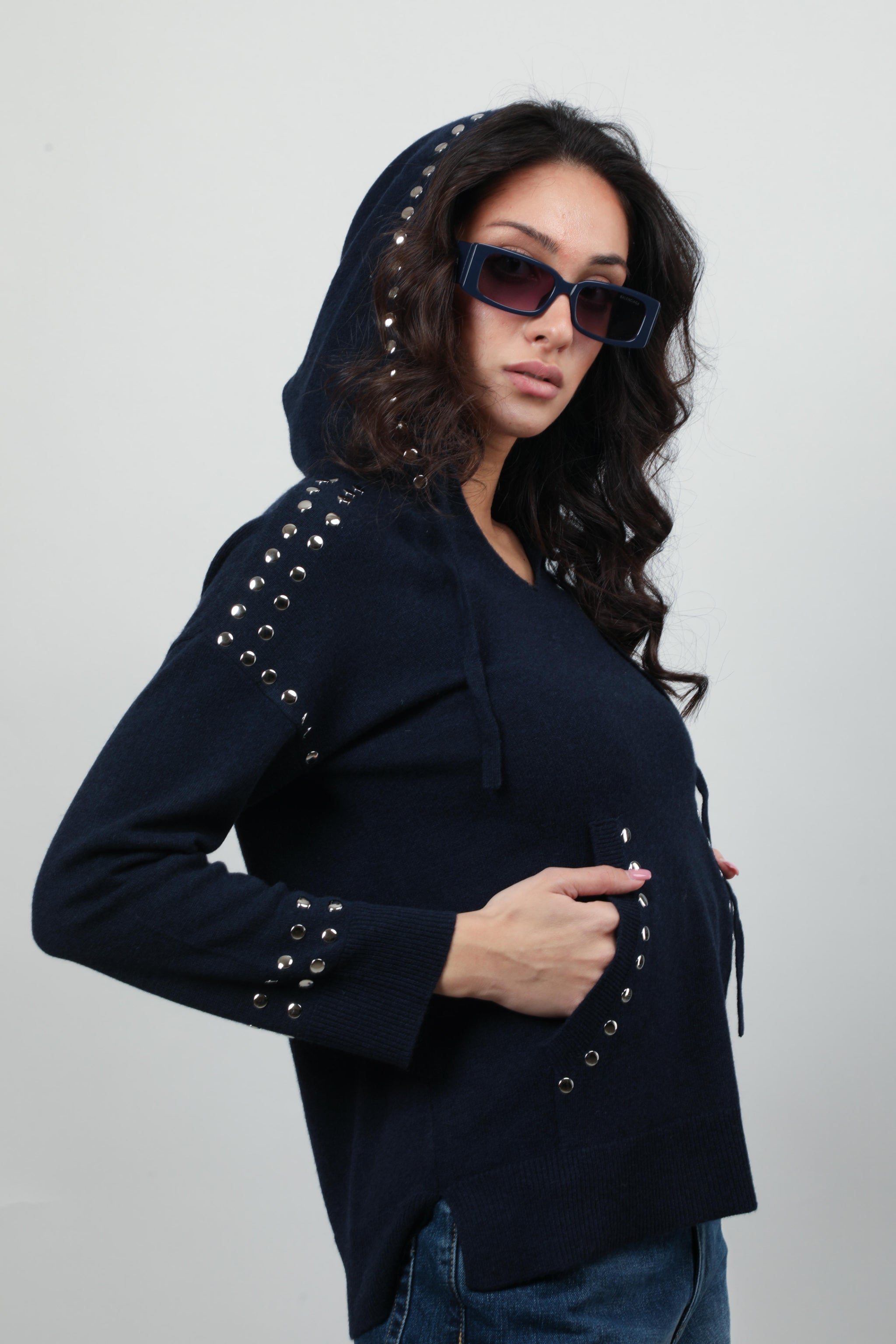 Midnight Edge Studded Hoodie