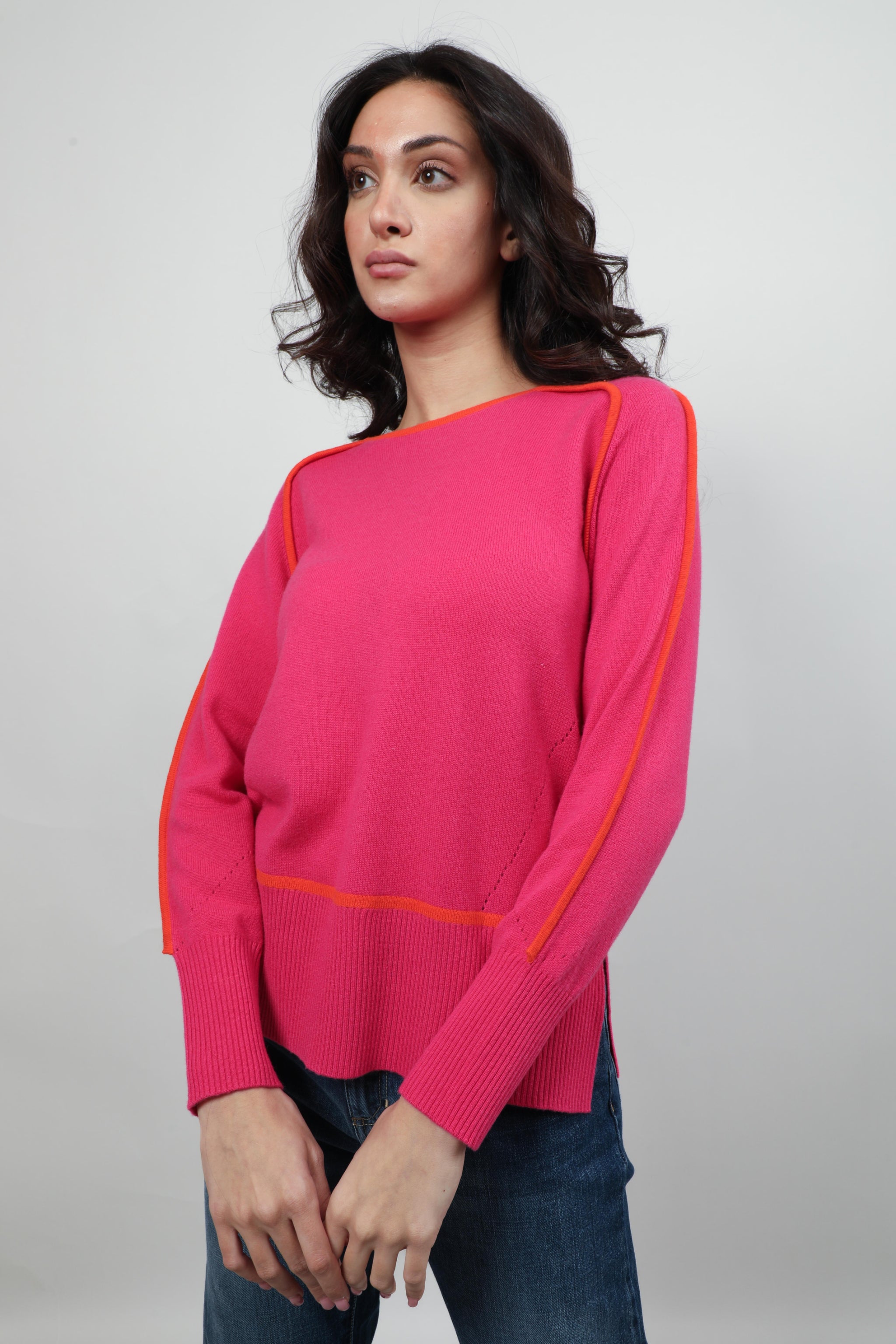 Vibrant Pink & Orange Contrast Knitwear