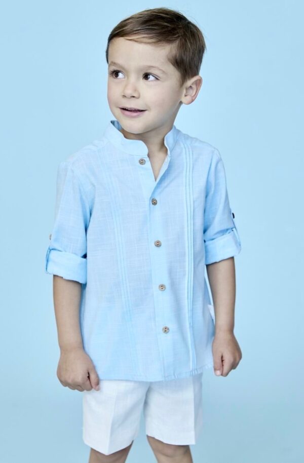 Linen blue shirt and shorts set