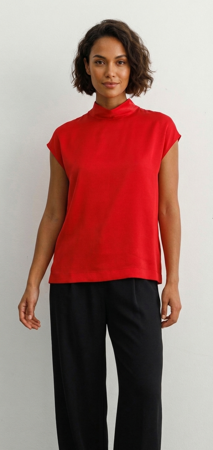Stand Collar Low Sleeve Blouse