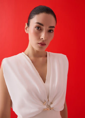 Chiffon blouse with matching skirt set