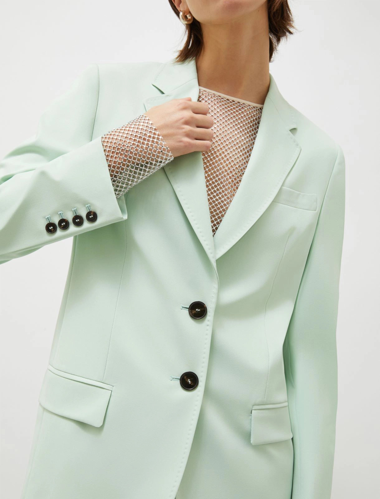 Long stretch canvas blazer - Jade